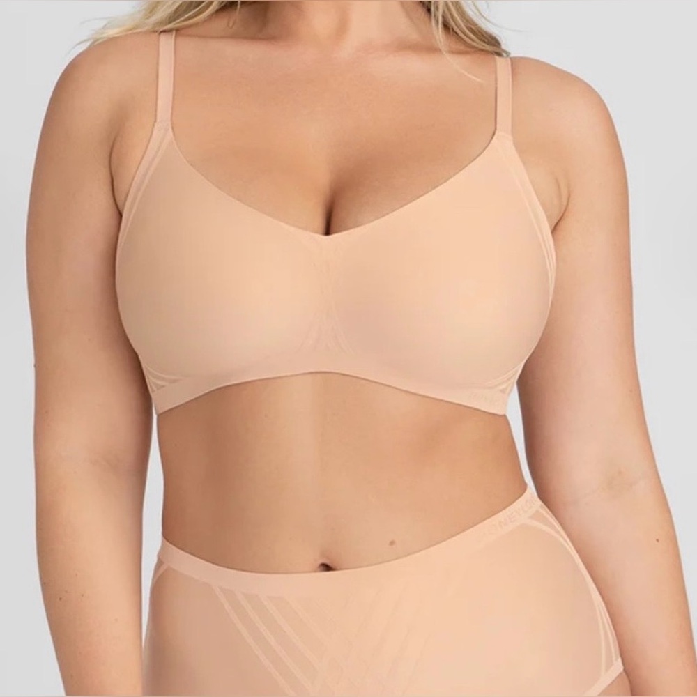 Honeylove CrossOver V-Neck Seamless Nude Wireless Bra‎ Sexy Lift Support Neutral